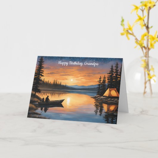 アトランクルレイクアットサンセット誕生日 カード (黄色い花)