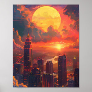 アトランタに美しい夕日グルジアUSA ポスター