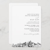 アトランタのウェディングエレガントスカイライン招待状 招待状 (正面/裏面)