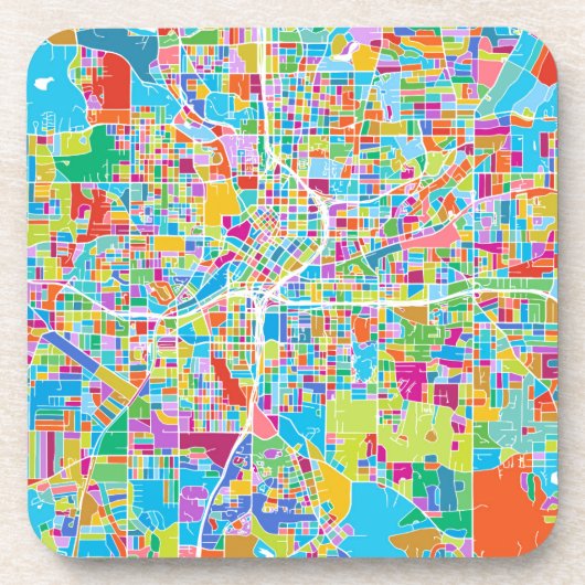 アトランタのカラフルな地図 コースター (正面)