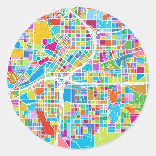アトランタのカラフルな地図 ラウンドシール