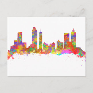 アトランタのスカイラインの水彩アートプリント ポストカード