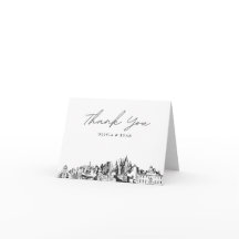 アトランタのスカイライン スケッチ 白紙 ありがとうカード