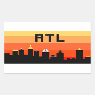 アトランタの8ビットスカイラインATL 長方形シール