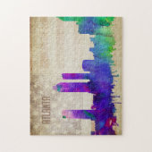 アトランタのGA |の水彩画都市スカイライン ジグソーパズル (縦)