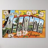 アトランタグルジアからのご挨拶ヴィンテージ ポスター (正面)