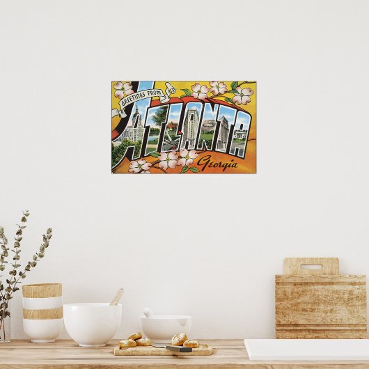 アトランタグルジアからのご挨拶ヴィンテージ ポスター (キッチン)