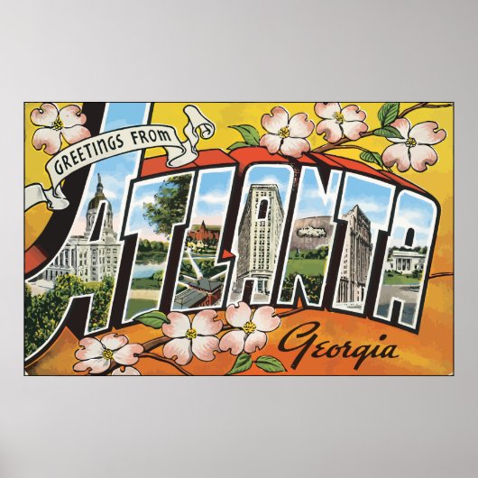 アトランタグルジアからのご挨拶ヴィンテージ ポスター (正面)