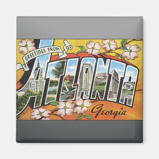 アトランタグルジアからのご挨拶ヴィンテージ マグネット (正面)