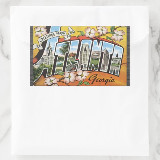 アトランタグルジアからのご挨拶ヴィンテージ 長方形シール (バッグ)