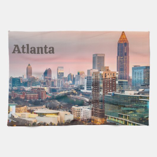 アトランタグルジアビューティフルサンセットシティビュー キッチンタオル (横)