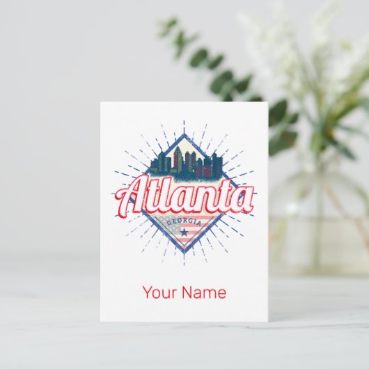 アトランタグルジア統一された州レトロスカイライン シーズンポストカード (スタンド正面)