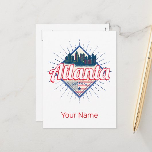 アトランタグルジア統一された州レトロスカイライン シーズンポストカード (正面/裏面インサイチュ)