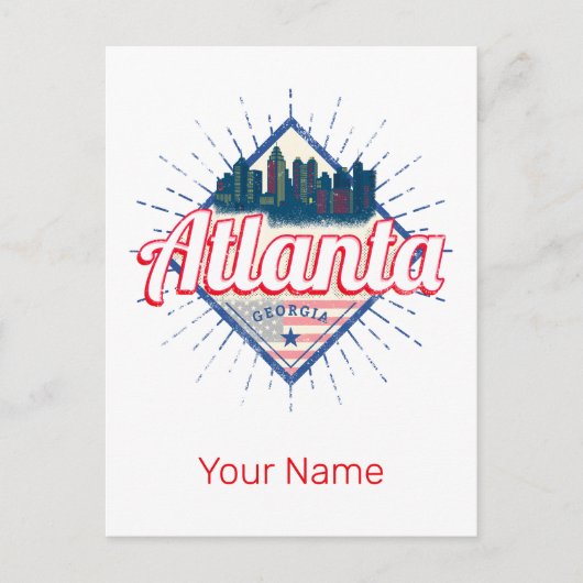 アトランタグルジア統一された州レトロスカイライン シーズンポストカード (正面)