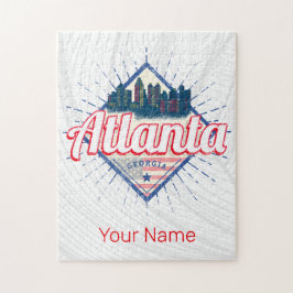 アトランタグルジア統一された州レトロスカイライン ジグソーパズル