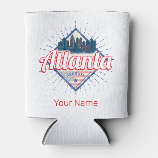 アトランタグルジア統一された州レトロスカイライン 缶クーラー (正面)