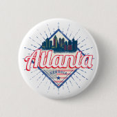 アトランタグルジア統一された州レトロスカイライン 缶バッジ (正面)