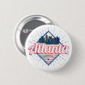 アトランタグルジア統一された州レトロスカイライン 缶バッジ (正面&裏面)