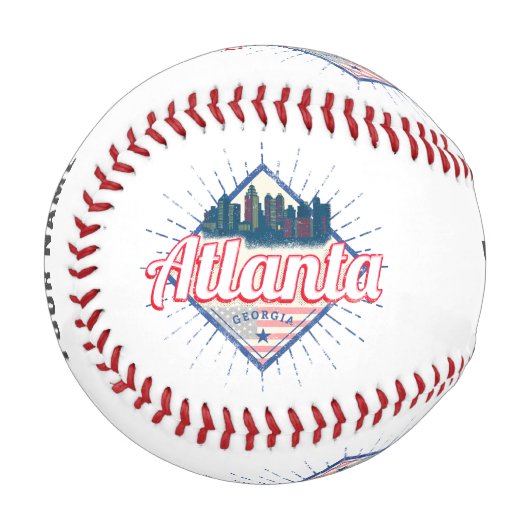 アトランタグルジア統一された州レトロスカイライン 野球ボール (正面左)