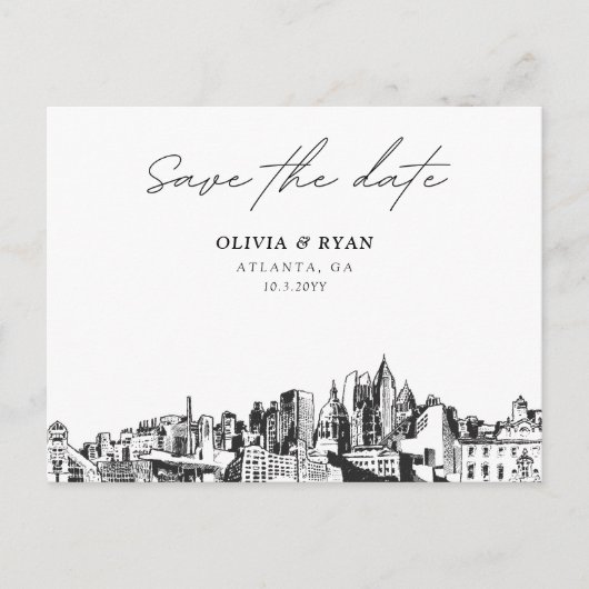 アトランタザデイトポストカードエレガントウェディング ポストカード (正面)