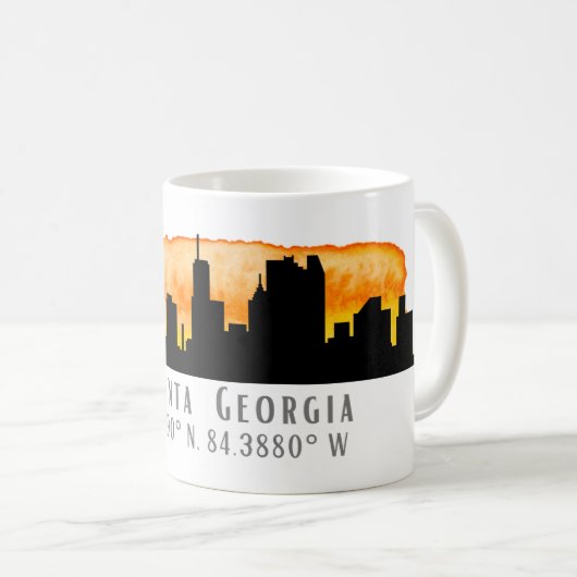 アトランタシティスカイラインマップ座標 コーヒーマグカップ (正面右)