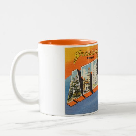 アトランタジョージアからのヴィンテージのカラフルな挨拶 ツートーンマグカップ (左)
