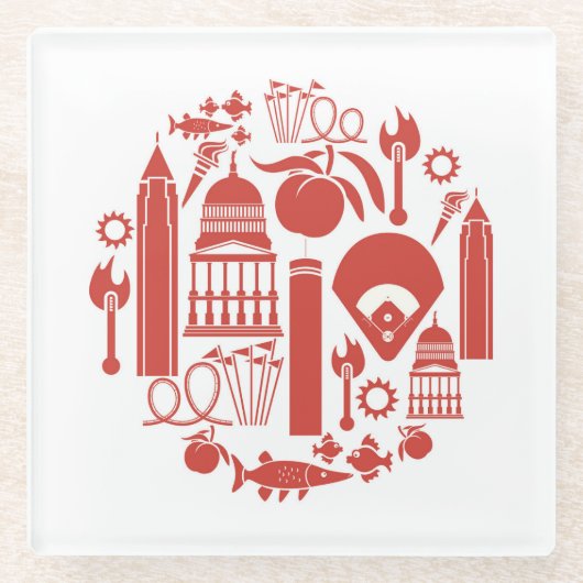 アトランタジョージアアイコン ガラスコースター (正面)