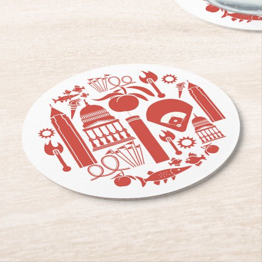 アトランタジョージアアイコン ラウンドペーパーコースター (アングル)