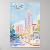 アトランタジョージアグアッシュ絵を描イラストレーション旅行 ポスター (正面)