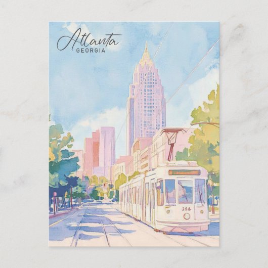 アトランタジョージアグアッシュ絵を描イラストレーション旅行 ポストカード (正面)