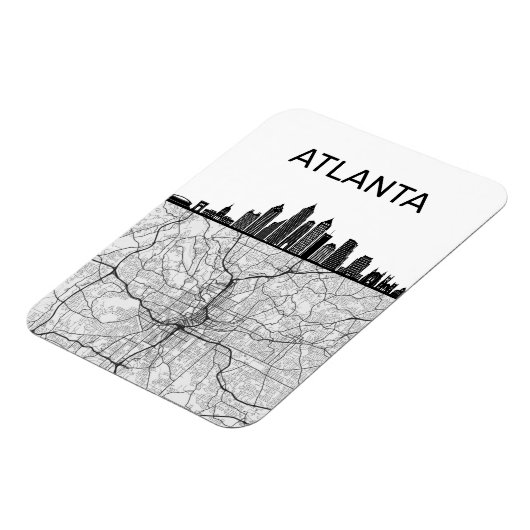 アトランタジョージアシティスカイラインと地図 マグネット (左側)