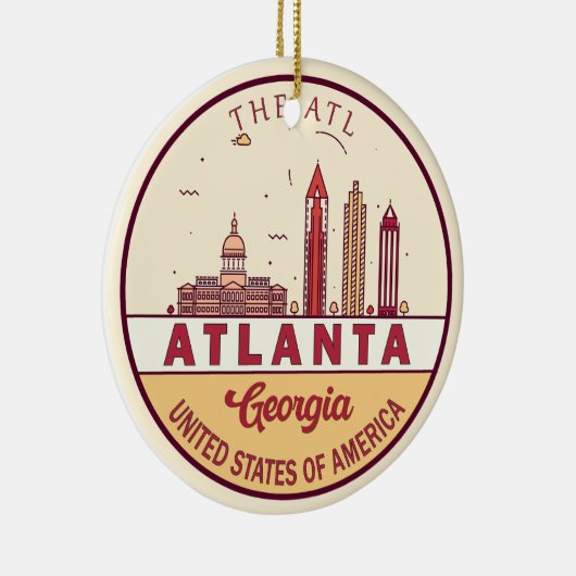 アトランタジョージアシティスカイラインエンブレム セラミックオーナメント (右)