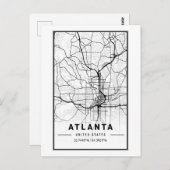アトランタジョージアシティマップミニマリストアート ポストカード (正面/裏面)