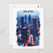アトランタジョージアスカイラインシティビューウォーターカラー ポストカード (正面/裏面)