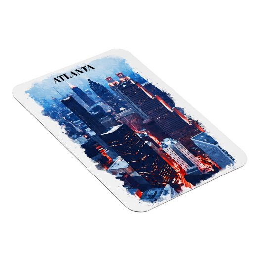 アトランタジョージアスカイラインシティビューウォーターカラー マグネット (右側)