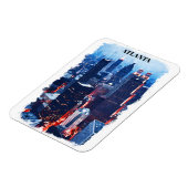 アトランタジョージアスカイラインシティビューウォーターカラー マグネット (左側)