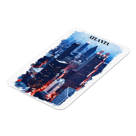 アトランタジョージアスカイラインシティビューウォーターカラー マグネット (左側)