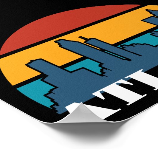 アトランタジョージアヴィンテージサンセットシティスケープ ポスター (角)