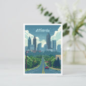 アトランタジョージアヴィンテージトラベルイラストレーション ポストカード (スタンド正面)