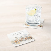 アトランタジョージア水彩風景結婚ズ スクエアペーパーコースター (インサイチュ)