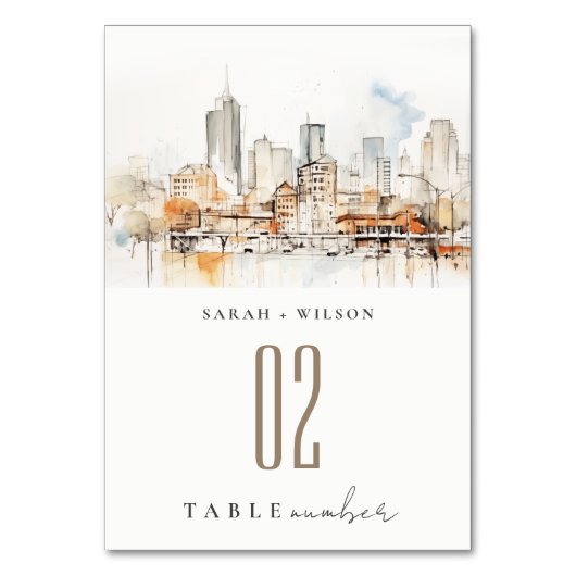 アトランタジョージア水彩風景結婚ズ テーブルナンバー (正面)
