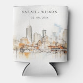 アトランタジョージア水彩風景結婚ズ 缶クーラー (正面)