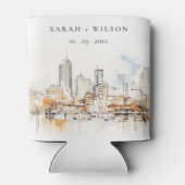 アトランタジョージア水彩風景結婚ズ 缶クーラー (裏面)