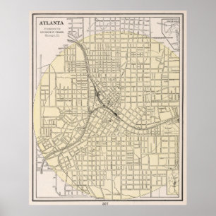 アトランタジョージア(1901年)のヴィンテージの地図 ポスター