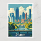 アトランタジョージアUSAヴィンテージトラベルイラストレーション ポストカード (正面)