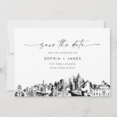 アトランタスカイラインウェディング日付カードを保存 招待状 (正面)