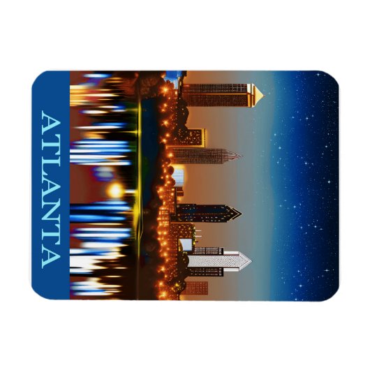 アトランタスカイラインバイナイトウィズリフレクション マグネット (横)