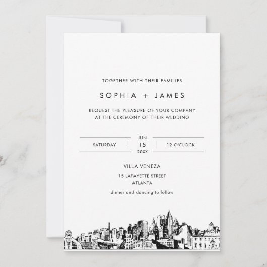 アトランタスカイライン結婚式招待状と写真 招待状 (正面)