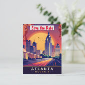 アトランタダウンタウン、GA、旅行はがき セーブザデート (スタンド正面)