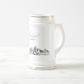 アトランタブライダルパーティギフトスカイラインパーソナライズされた ビールジョッキ (正面右)